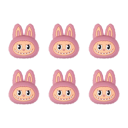 20Pcs Silicone 3D Focal Beads Pink Bunny Character Front Facing 5