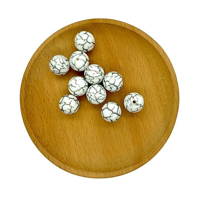 50pcs 15mm Printed Crackle Silicone Beads Colorful Design 5