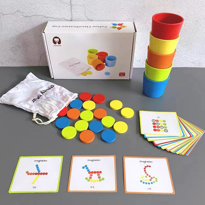 Wooden Color Classification Cups Montessori Toys for Toddlers 5