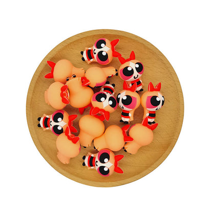 Silicone 3D Focal Beads Girl Red Bow Front Facing 2