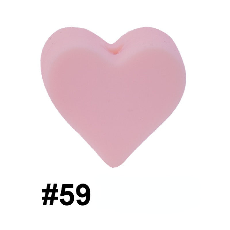 50pcs 14mm Heart Silicone Beads Colorful Diy Teether Accessories 31