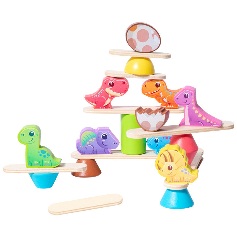 Wooden Dinosaur Building Blocks Balanced Assembly Educational Toy
