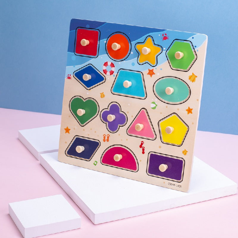 Shape Matching Montessori Toys Wooden Puzzle Educational Toy 3