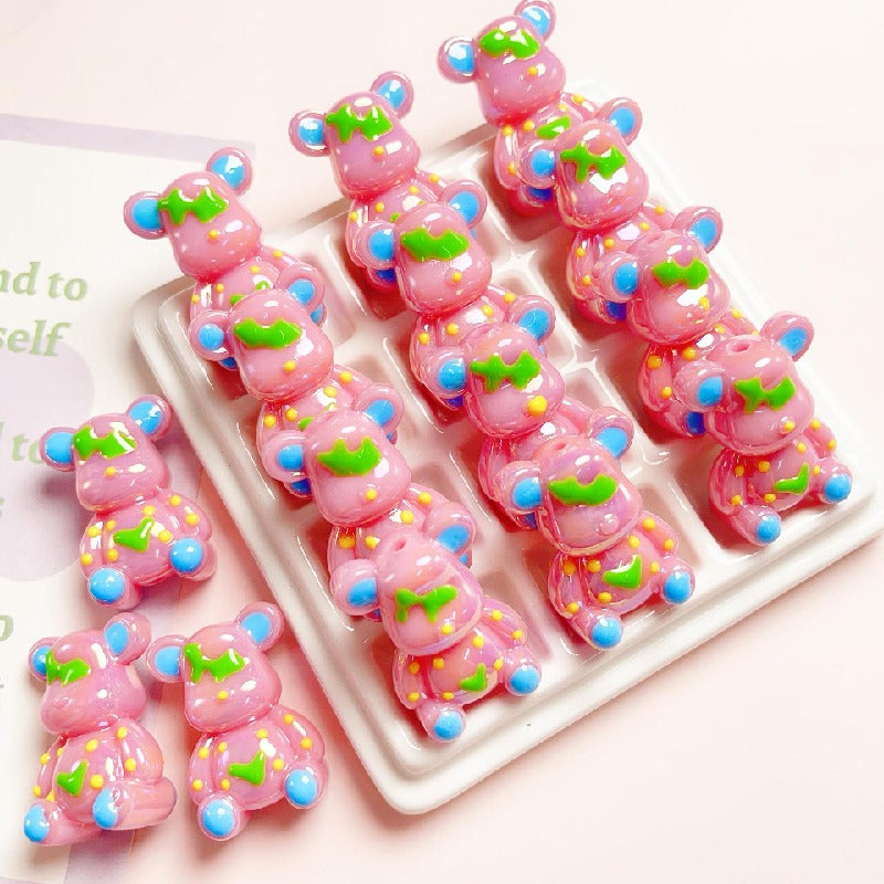 5pcs 22x32mm Light In the Dark Little Bear Acrylic Beads Glow in Dark 8