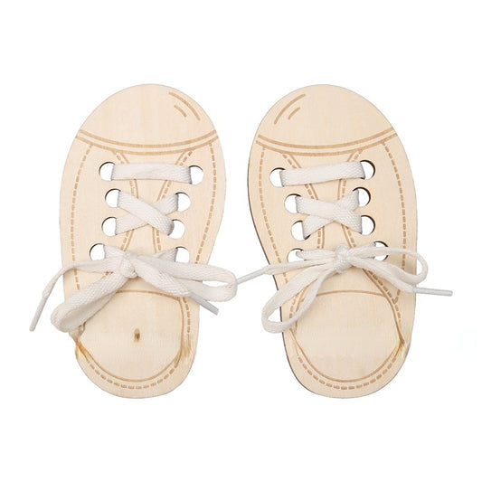 Wooden Rope Shoelaces Montessori Toys for Toddlers 8x15cm