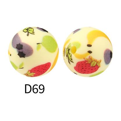50pcs 15mm Rhombus Printed Silicone Beads Colorful Design 30