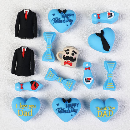 20Pcs Silicone 3D Focal Beads Father's Day Heart Tie Bow Designs