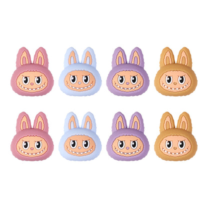 20Pcs Silicone 3D Focal Beads Bunny Character Face with Long Ears 9