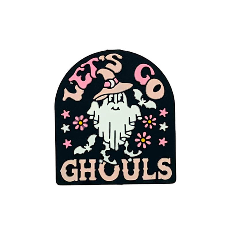 Silicone Focal Beads Halloween Ghost Wearing Witch Hat with Text