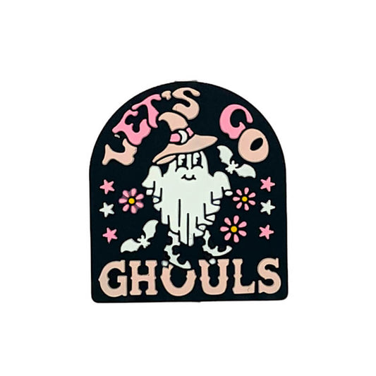 Silicone Focal Beads Halloween Ghost Wearing Witch Hat with Text