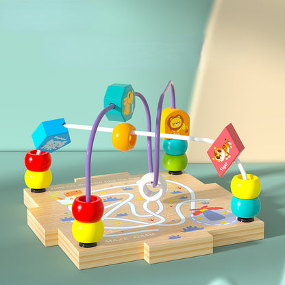 Wooden Bead Maze Educational Toy Treasure Chest Shape Pairing