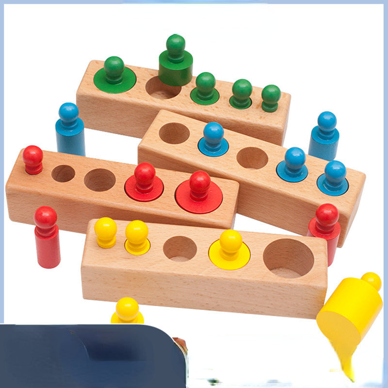 Wooden Montessori Toys Color Cognitive Socket Cylinder for Toddlers 3