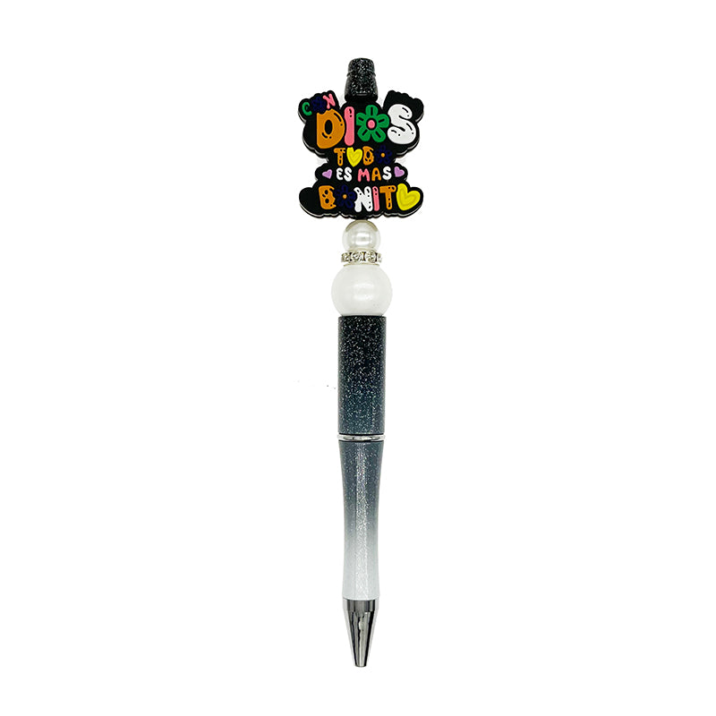 20pcs Silicone Focal Beads Colored Letters Multicolor Design 3