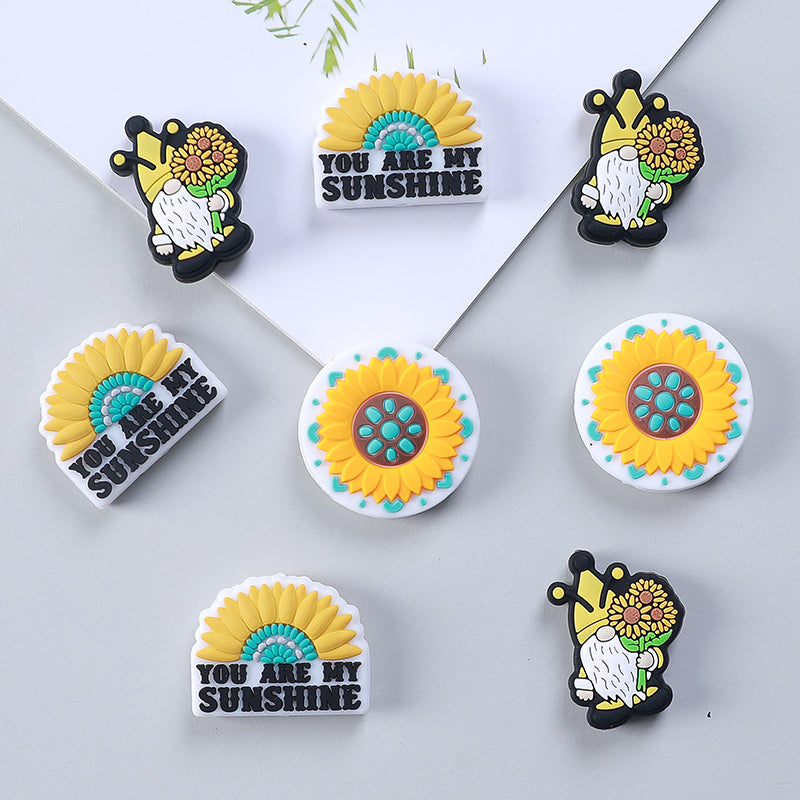 20pcs Silicone Focal Beads Daisy Variety Set You Are My Sunshine Text 12