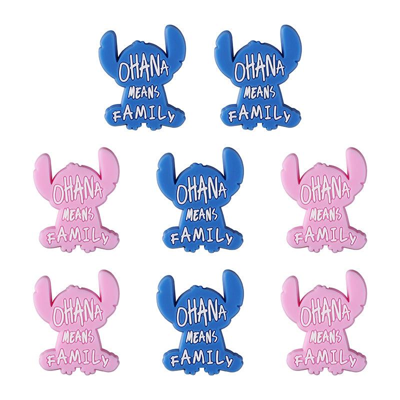 Silicone Focal Beads Blue Alien Character Large Ears Pink Blue Letters Stitch 10