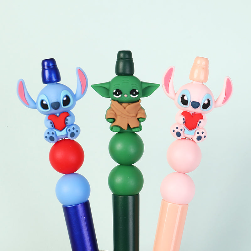 20Pcs Silicone 3D Focal Beads Blue Alien Character Large Ears and Green Alien Baby Large Ears 8
