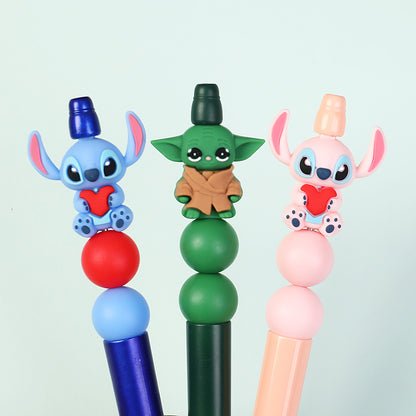 20Pcs Silicone 3D Focal Beads Blue Alien Character Large Ears and Green Alien Baby Large Ears 8