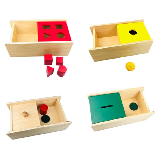 Wooden Montessori Toys Shape and Wool Ball Sorting Box 29x15x11cm