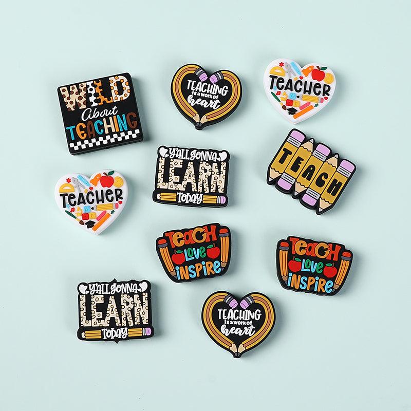 Silicone Focal Beads Teacher Heart Teaching Motivation Learn Designs 2