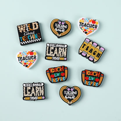 Silicone Focal Beads Teacher Heart Teaching Motivation Learn Designs 2