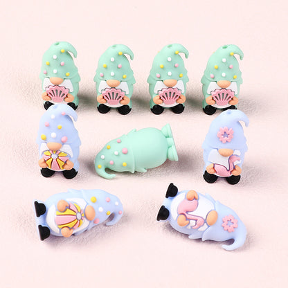 20Pcs Silicone 3D Focal Beads Summer Dwarf With Flower Detail 2