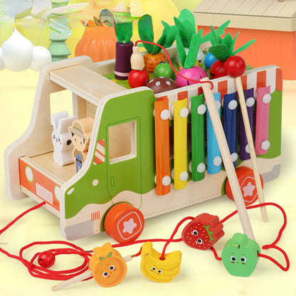 Wooden Montessori Toys Multifunctional Pulling Radishes Farm Toy 3