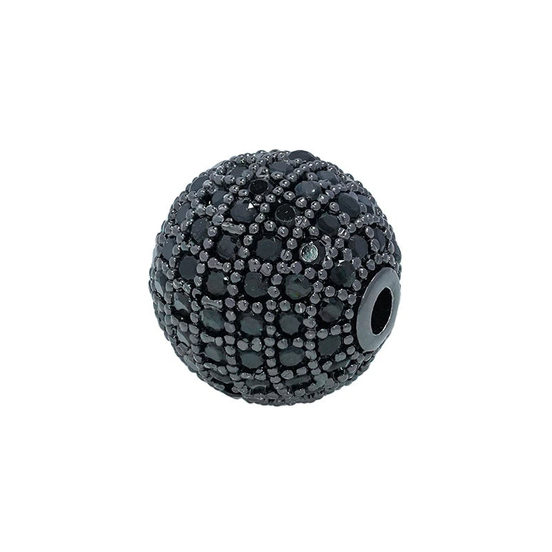 5pcs 12mm Zirconia Paved Round Brass Round Beads 13