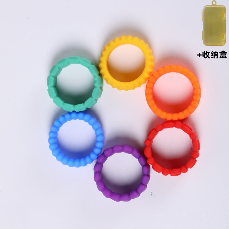 Tactile Sensory Stone Ring Shape Silicone Fidget Worry Stone Toy