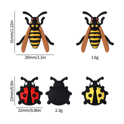 20Pcs Silicone 3D Focal Beads Ladybug Wasp Insect Design 8