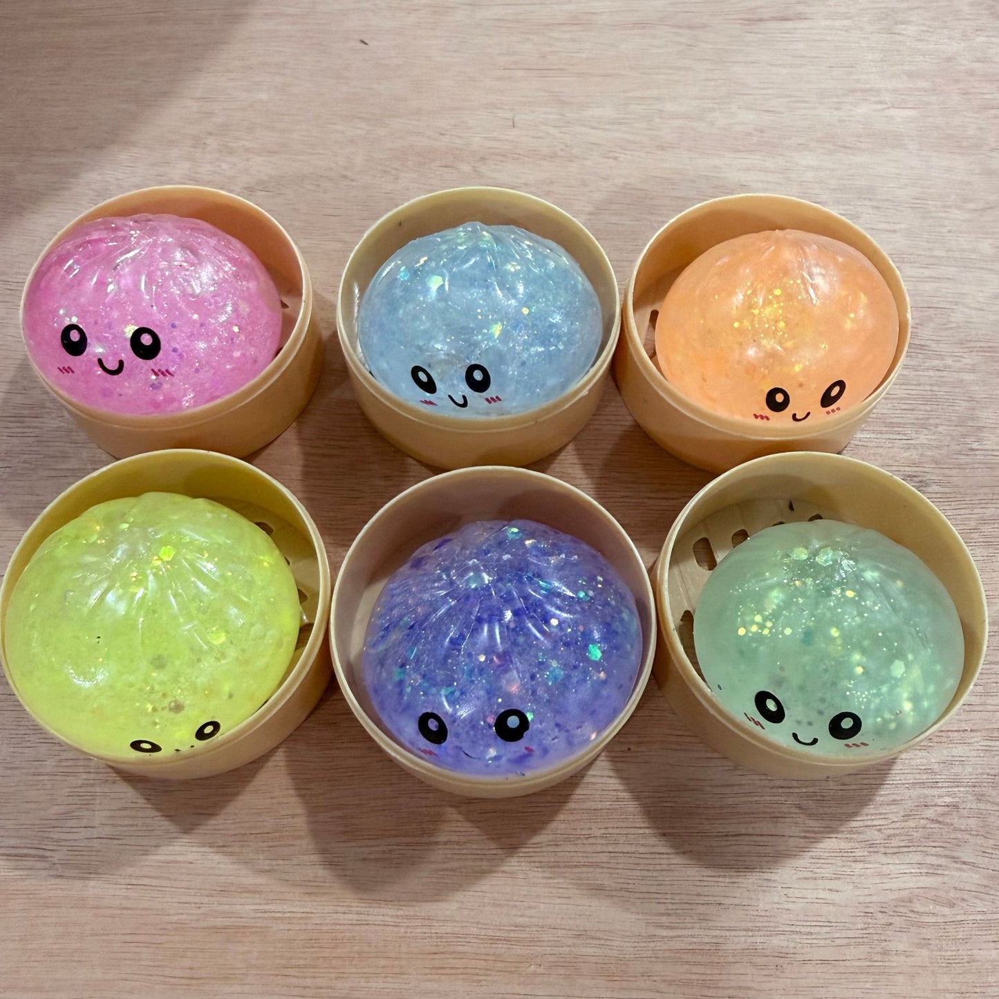 PU Glitter Squishy Dumpling Sensory Stress Ball 5.5cm 2