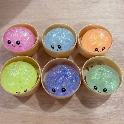 PU Glitter Squishy Dumpling Sensory Stress Ball 5.5cm 2