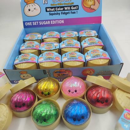 Glitter Squishy Dumpling With Water Beads Stress Ball Toy