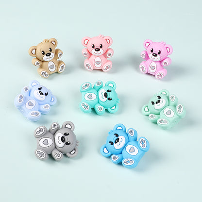 Silicone 3D Focal Beads Hug Bear Sitting Pose 2