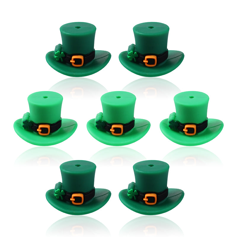 Silicone 3D Focal Beads St Patrick Day Green Lucky Cap With Clover Detail 6
