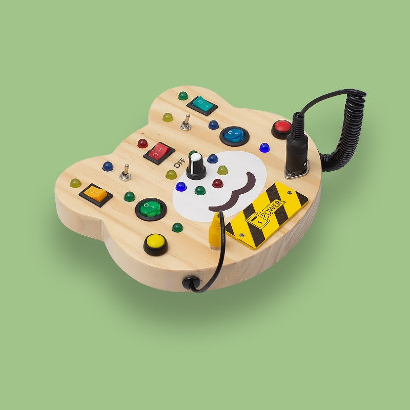 Wooden Montessori Toys LED Light Button Switch Activity Toy 3
