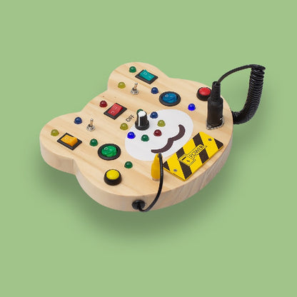 Wooden Montessori Toys LED Light Button Switch Activity Toy 3
