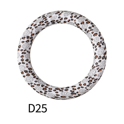 65mm Printed Silicone Beads Ring Shape Printed Design 31