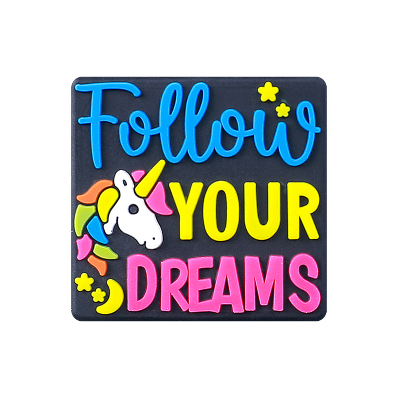 20pcs Silicone Focal Beads Dreams Text and Unicorn with Dreamcatcher Design 8