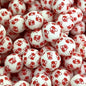 50pcs 15mm Red Heart Stethoscope ECG Printed Silicone Beads