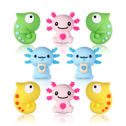 20Pcs Silicone 3D Focal Beads Reptile Salamander Chameleon Side Profile 10