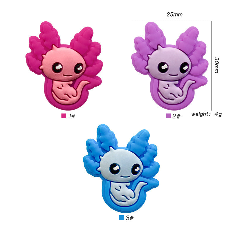Silicone Focal Beads Axolotl Baby Figure with Smiling Face 2