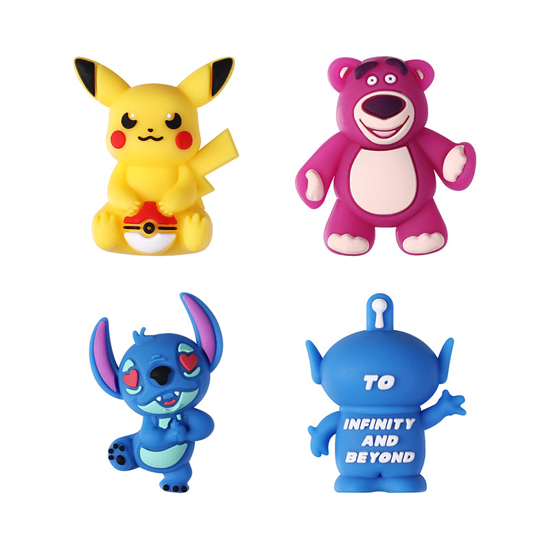 20Pcs Silicone 3D Focal Beads Yellow Mouse Round Cheeks Lightning Tail Blue Alien Character Large Ears Purple Bear Lying Pose 7