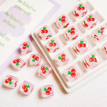 10pcs 14mm Fruit Square Transparent Acrylic Beads DIY Bracelet Making 7