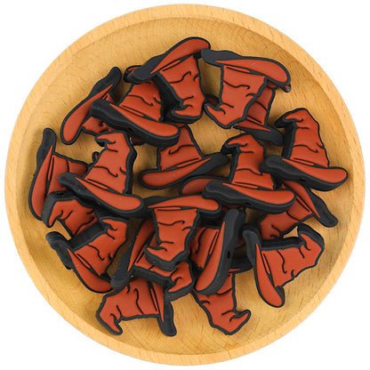 20Pcs Silicone Focal Beads Brown Magician Hat Side Profile 3