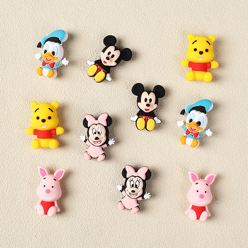20Pcs Silicone 3D Focal Beads Blue Alien Character Large Ears Sitting Pose 3