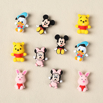 20Pcs Silicone 3D Focal Beads Blue Alien Character Large Ears Sitting Pose 3