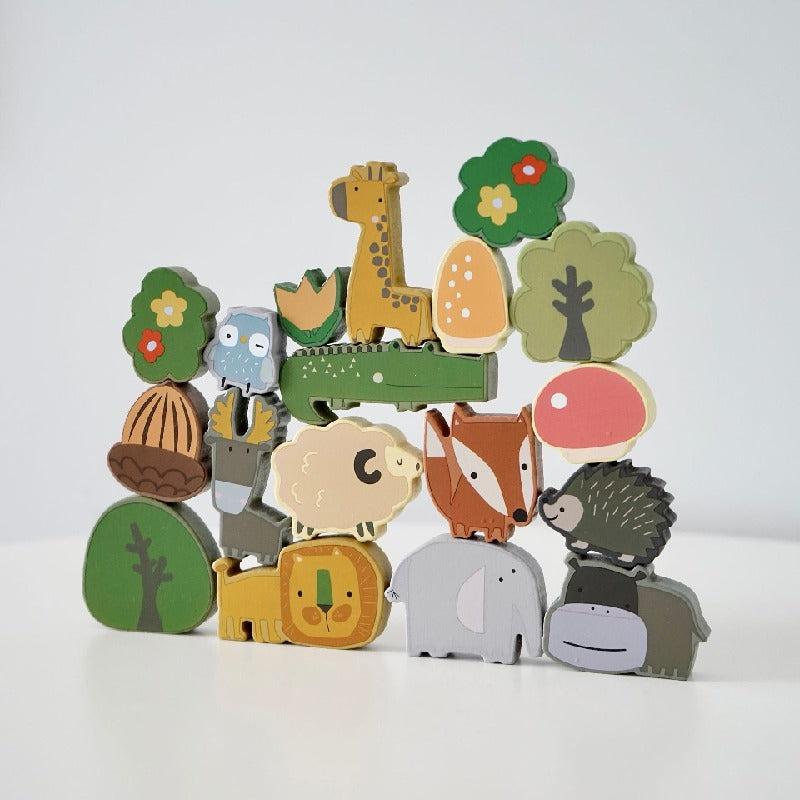 Wooden Building Blocks Animal Stacking Balance Educational Toy 5
