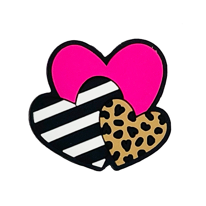 20pcs Silicone Focal Beads Three Hearts Cluster Design
