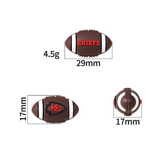 Silicone 3D Focal Beads American Football Team Logo Football Shape 3