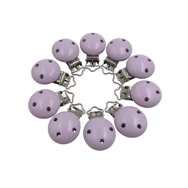 Wooden Pacifier Clip 30mm Three-Hole Round Teething Toy 12
